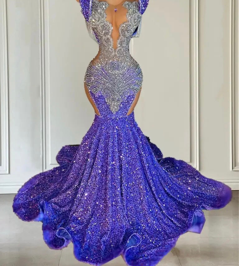 All Purpose Prom Sequin Mermaid Party Gowns Crystal Evening Dress